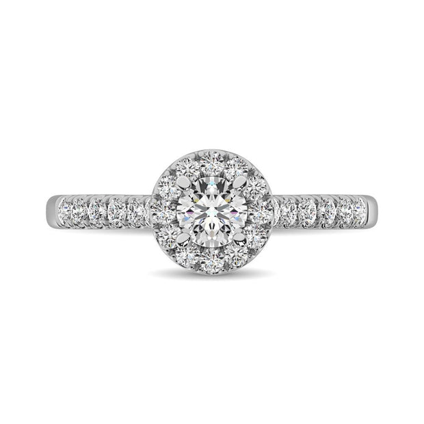 14K White Gold 1/2 Ct.Tw. Diamond Halo Engagement Ring - Robson's Jewelers