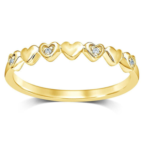 10k Yellow Gold Diamond Accent Little Heart Stackable Band - Robson's Jewelers