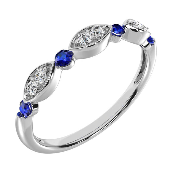 Diamond 1/5 ctw and Blue Sapphire Stack Ring - Robson's Jewelers
