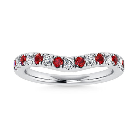 14K White Gold Ruby and Diamond 5/8 Ct.Tw. Curve Band - Robson's Jewelers