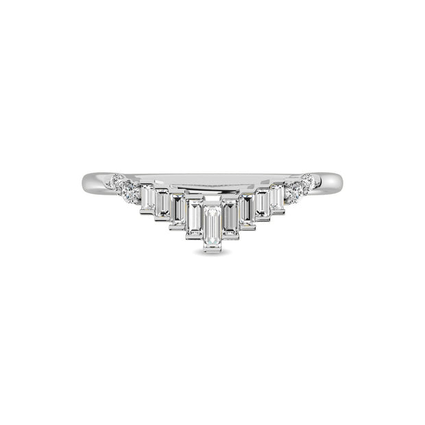 Diamond 1/5 ct tw Round and Baguette Chevron Band in 10K White Gold - Robson's Jewelers
