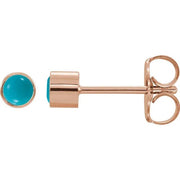 14K Rose Natural Turquoise Bezel-Set Earrings - Robson's Jewelers