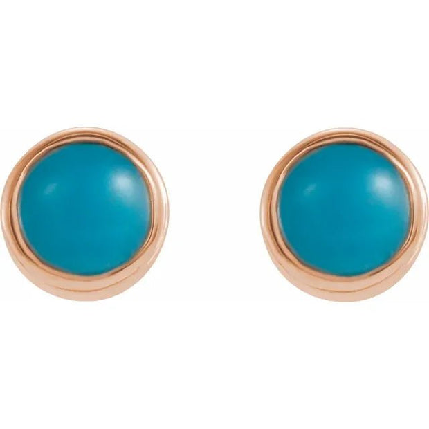 14K Rose Natural Turquoise Bezel-Set Earrings - Robson's Jewelers