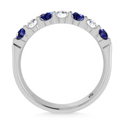 14K White Gold Machine Set Alternate Blue sapphire and Diamond 7/8 Ct.Tw. Band - Robson's Jewelers