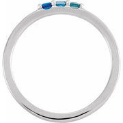 14K White Natural Blue Multi-Gemstone Midi Ring - Robson's Jewelers