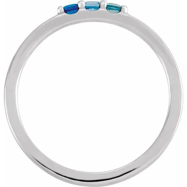 14K White Natural Blue Multi-Gemstone Midi Ring - Robson's Jewelers