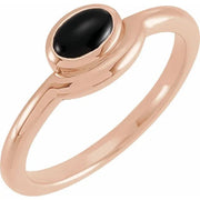 14K Rose Natural Black Onyx Bezel-Set Cabochon Ring - Robson's Jewelers
