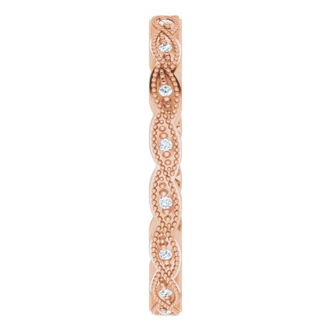 14K Rose .07 CTW Natural Diamond Eternity Band Size 7 - Robson's Jewelers