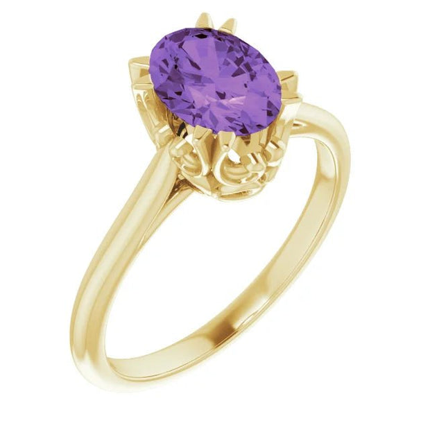14K Yellow 8x6 mm Natural Amethyst Ring - Robson's Jewelers