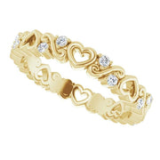 14K Yellow 1/8 CTW Natural Diamond Heart Eternity Band Size 4 - Robson's Jewelers