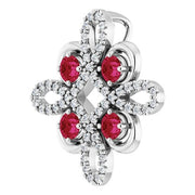 14K White Natural Ruby & 1/6 CTW Natural Diamond Clover Pendant - Robson's Jewelers