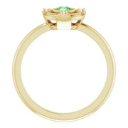 14K Yellow Natural Tsavorite Garnet & Natural Pink Tourmaline Compass Ring - Robson's Jewelers