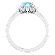 14K White Natural Aquamarine & 1/3 CTW Natural Diamond Halo-Style Ring - Robson's Jewelers