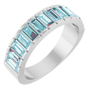 14K White Natural Sky Blue Topaz Channel-Set Ring - Robson's Jewelers