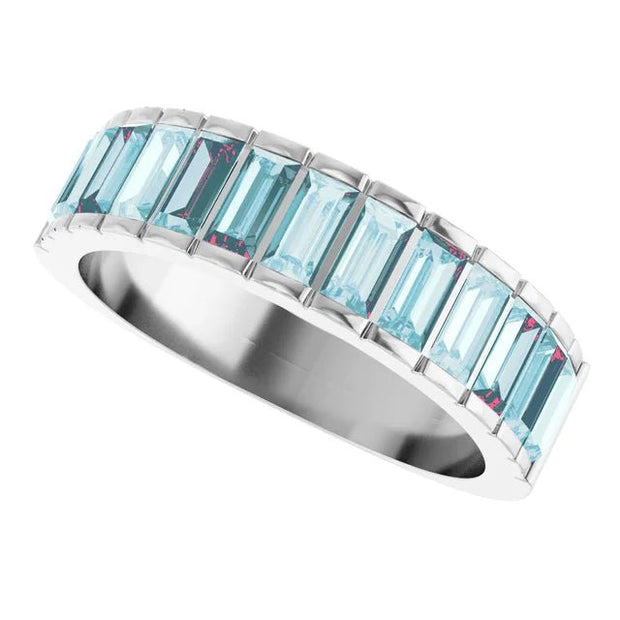 14K White Natural Sky Blue Topaz Channel-Set Ring - Robson's Jewelers