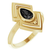 14K Yellow Natural Black Onyx Geometric Ring - Robson's Jewelers