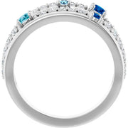 14K White Natural Blue Multi-Gemstone & 1/2 CTW Natural Diamond Ring - Robson's Jewelers