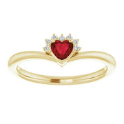 14K Yellow Natural Mozambique Garnet & .03 CTW Natural Diamond Heart Rring - Robson's Jewelers