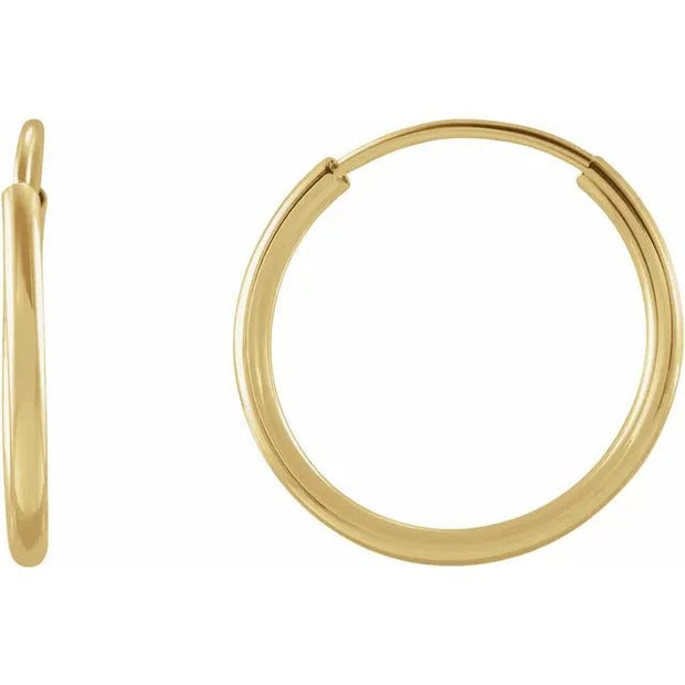 14K Yellow 12 mm Flexible Endless Huggie Earrings - Robson's Jewelers