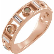 14K Rose Natural White Opal & 1/4 CTW Natural Diamond Bezel-Set ring - Robson's Jewelers
