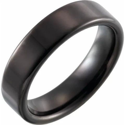 Black PVD Tungsten 6 mm Flat Band Size 10 - Robson's Jewelers