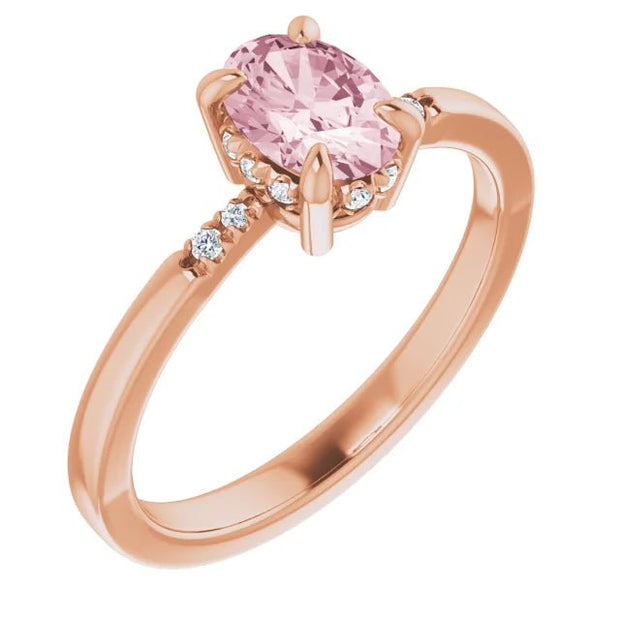 14K Rose Natural Pink Morganite & .06 CTW Natural Diamond French-Set Ring - Robson's Jewelers