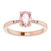 14K Rose Natural Pink Morganite & .06 CTW Natural Diamond French-Set Ring - Robson's Jewelers