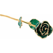 Lacquered Sparkle Emerald Colored Rose with Gold Trim - Robson's Jewelers