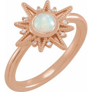 14K Rose Natural White Ethiopian Opal & .03 CTW Natural Diamond Ring - Robson's Jewelers