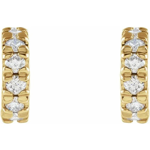 14K Yellow 1/4 CTW Lab-Grown Diamond French-Set 8 mm Huggie Earrings - Robson's Jewelers