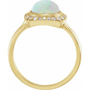 14K Yellow Natural White Ethiopian Opal & 1/6 CTW Natural Diamond Halo-Style Ring - Robson's Jewelers