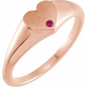 14K Rose Natural Ruby Heart Signet Ring - Robson's Jewelers