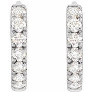 14K White 1/5 CTW Lab-Grown Diamond 10 mm Hoop Earrings - Robson's Jewelers