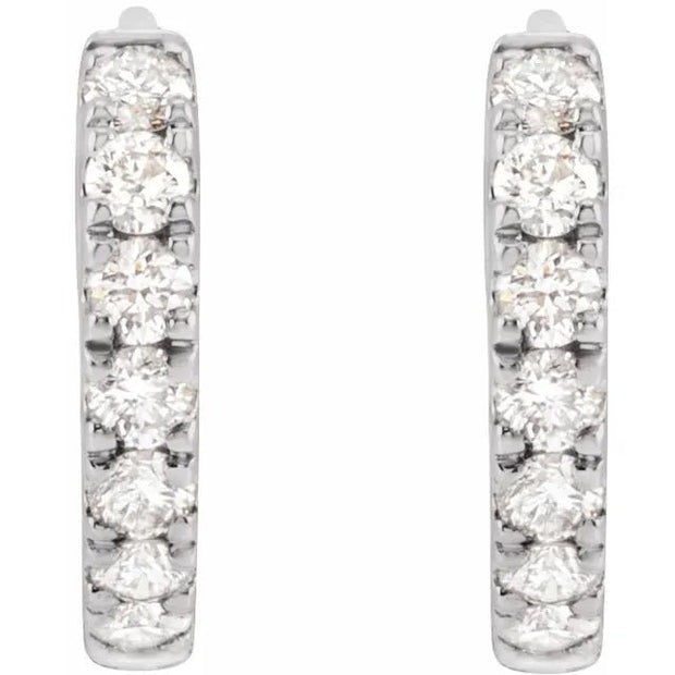 14K White 1/5 CTW Lab-Grown Diamond 10 mm Hoop Earrings - Robson's Jewelers
