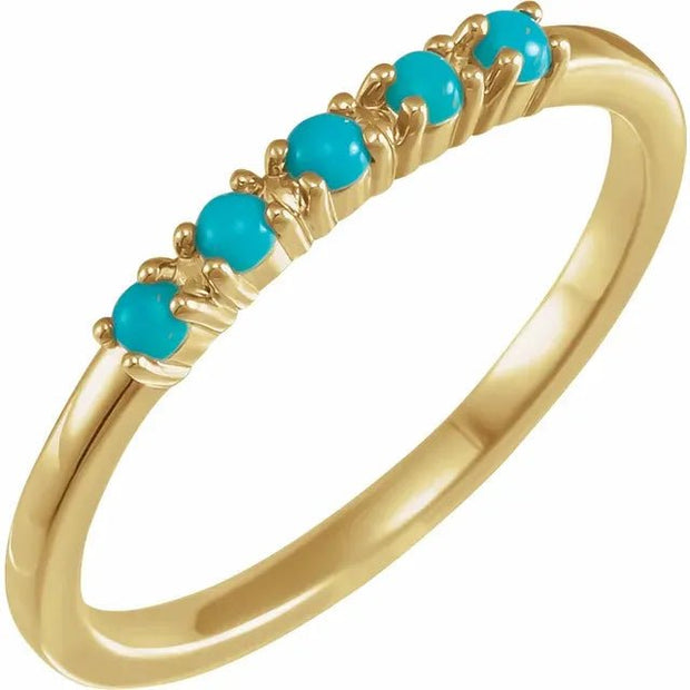 14K Yellow Natural Turquoise Cabochon Stackable Ring - Robson's Jewelers