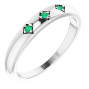 14K White Natural Emerald Stackable Ring - Robson's Jewelers