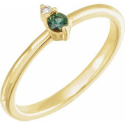 14K Yellow Natural Green Sapphire & .015 CT Natural Diamond Ring - Robson's Jewelers
