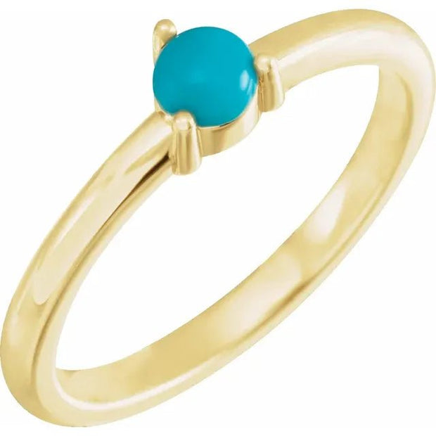 14K Yellow Natural Turquoise Cabochon Ring - Robson's Jewelers