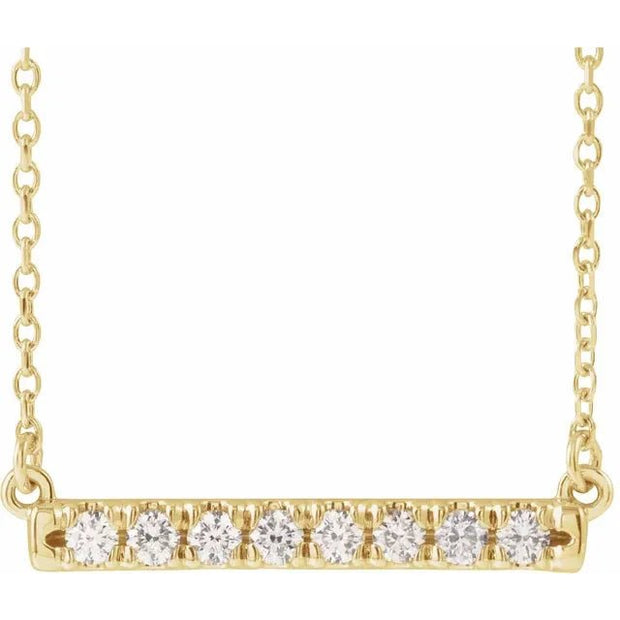 14K Yellow 1/4 CTW Lab-Grown Diamond French-Set Bar 18" Necklace - Robson's Jewelers