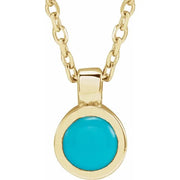 14K Yellow Natural Turquoise Bezel-Set 16-18" Necklace - Robson's Jewelers