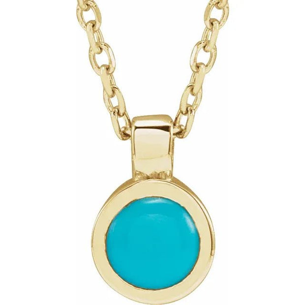 14K Yellow Natural Turquoise Bezel-Set 16-18" Necklace - Robson's Jewelers