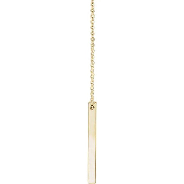 14K Yellow 25x2.6 mm Engravable Four-Sided Vertical Bar 16-18" Necklace - Robson's Jewelers