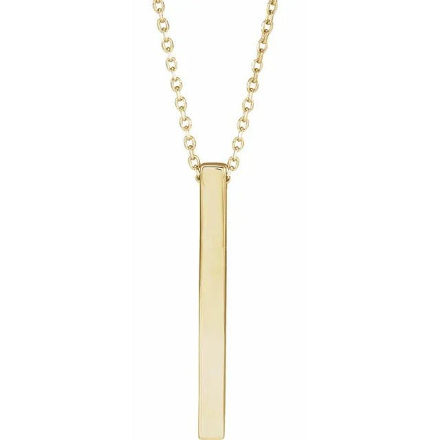 14K Yellow 25x2.6 mm Engravable Four-Sided Vertical Bar 16-18" Necklace - Robson's Jewelers