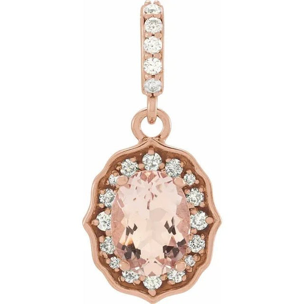 14K Rose Natural Peach Morganite & 1/6 CTW Natural Diamond Pendant - Robson's Jewelers