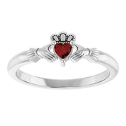 14K White Natural Mozambique Garnet Claddagh Ring - Robson's Jewelers