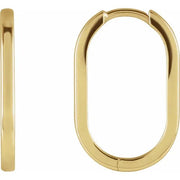 14K Yellow 20 mm Elongated Oval Huggie Hoop Earrings - Robson's Jewelers
