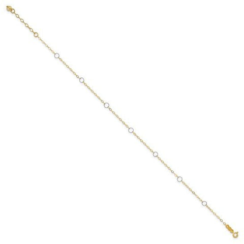14k Two-Tone Circle 9in Plus 1in ext Anklet - Robson's Jewelers