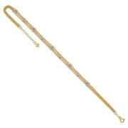 14k Two-tone Triple Strand 9in Plus 1in ext. Anklet - Robson's Jewelers