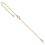 14k Two-tone Circle and Bead 9in Plus 1in ext. Anklet - Robson's Jewelers