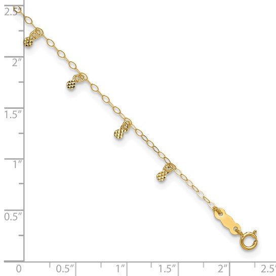 14K Oval Chain Diamond Cut Dots 9in plus 1in Ext Anklet - Robson's Jewelers